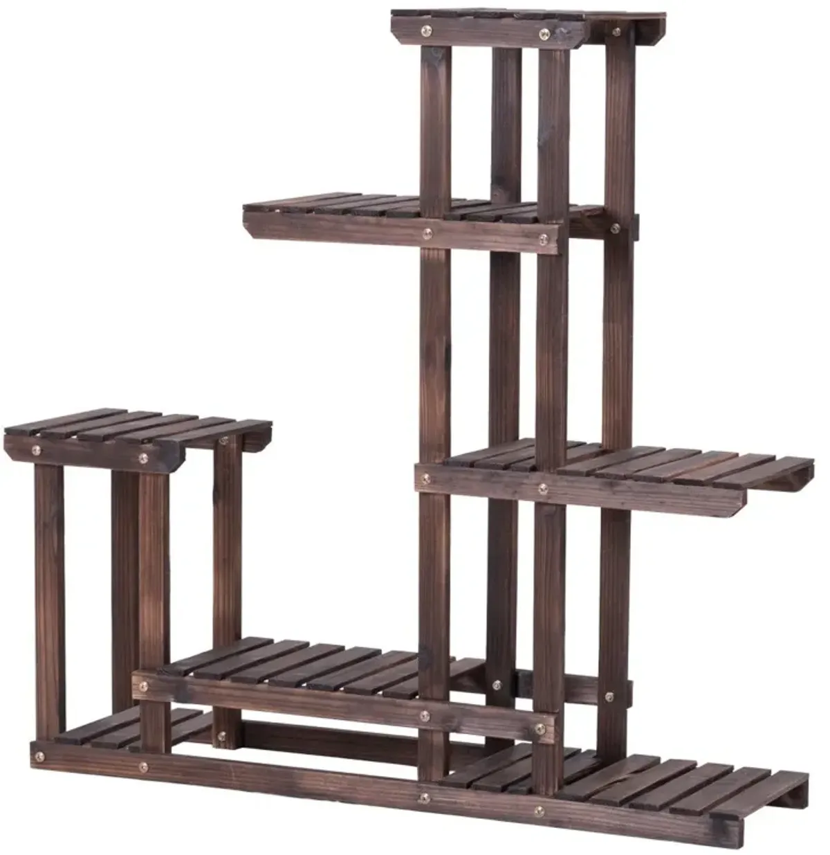 6-Tier Garden Wooden Plant Flower Stand Shelf for Multiple Plants Indoor or Outdoor