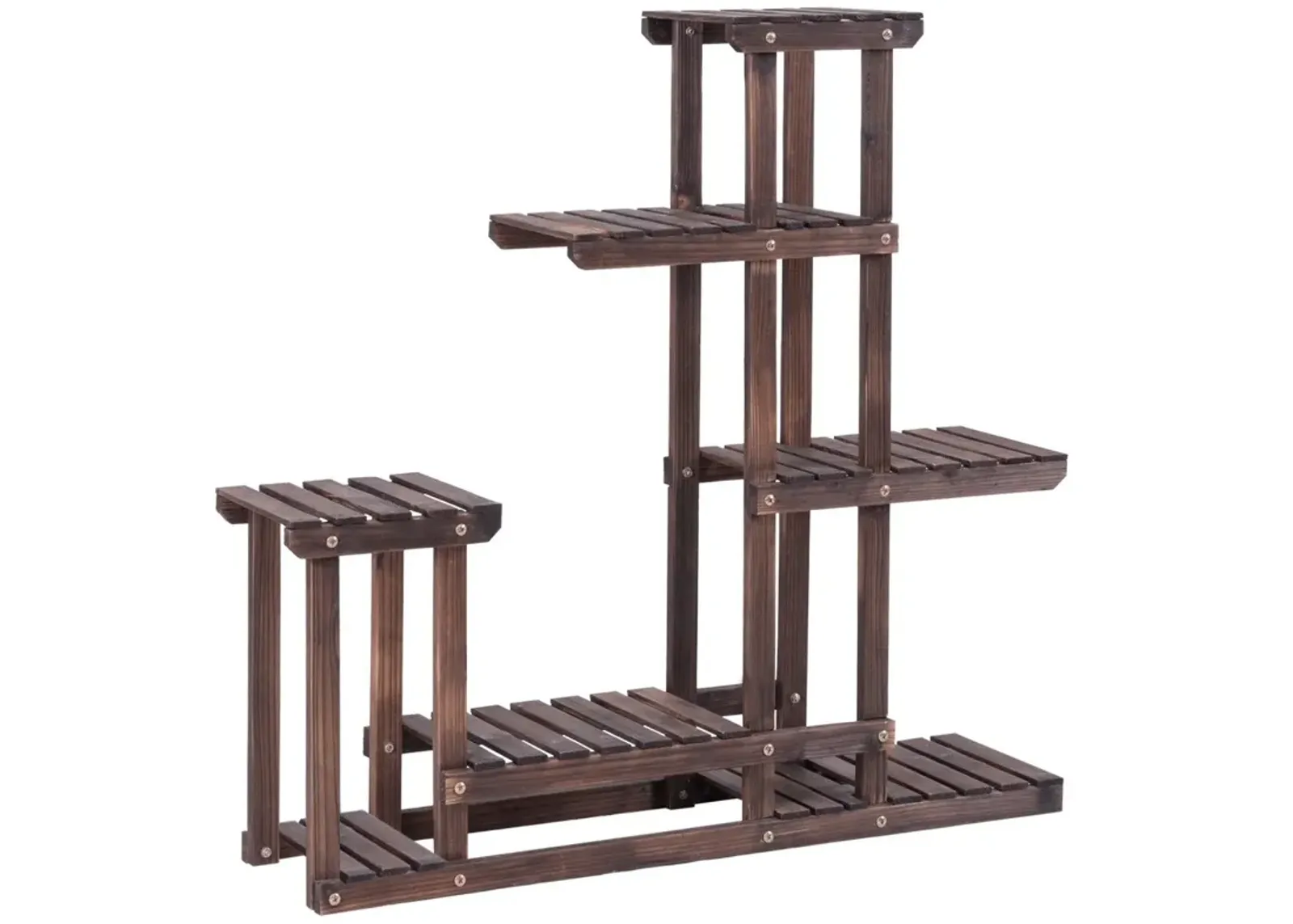 6-Tier Garden Wooden Plant Flower Stand Shelf for Multiple Plants Indoor or Outdoor