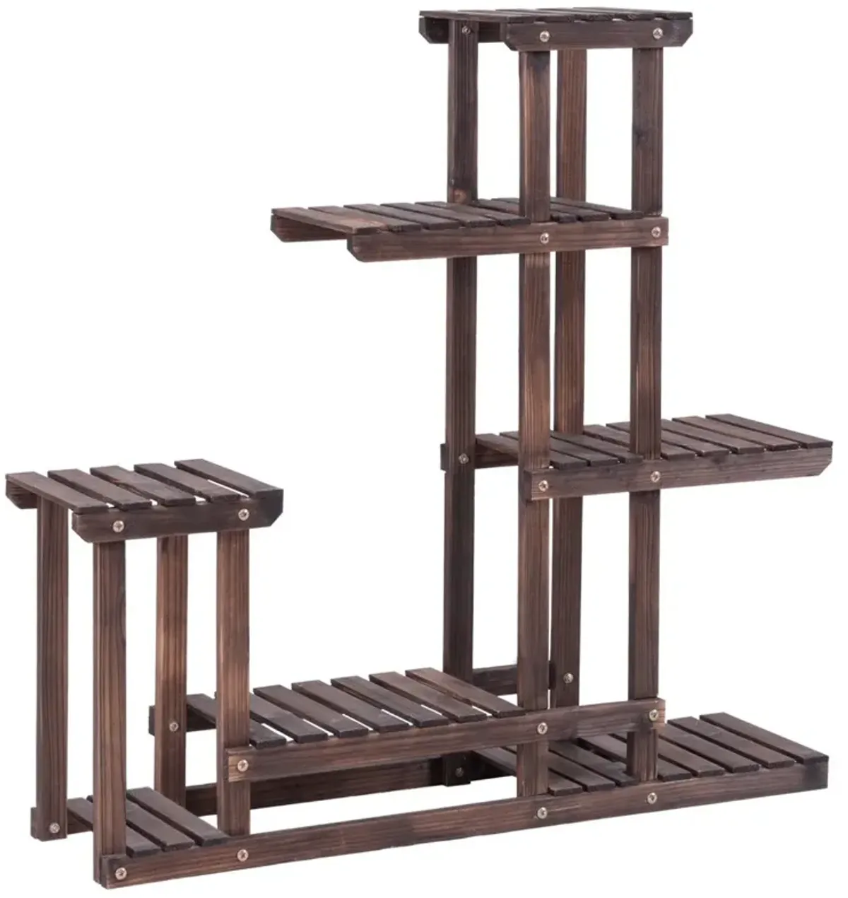 6-Tier Garden Wooden Plant Flower Stand Shelf for Multiple Plants Indoor or Outdoor