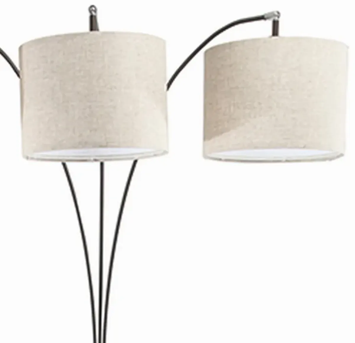 Floor Lamp with 3 Arched Arms and Fabric Shades, Bronze-Benzara