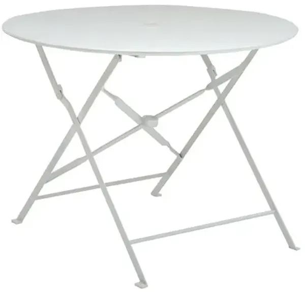 Carolina Living Bistro 36 Round Folding Outdoor Table - Umbrella Hole - White