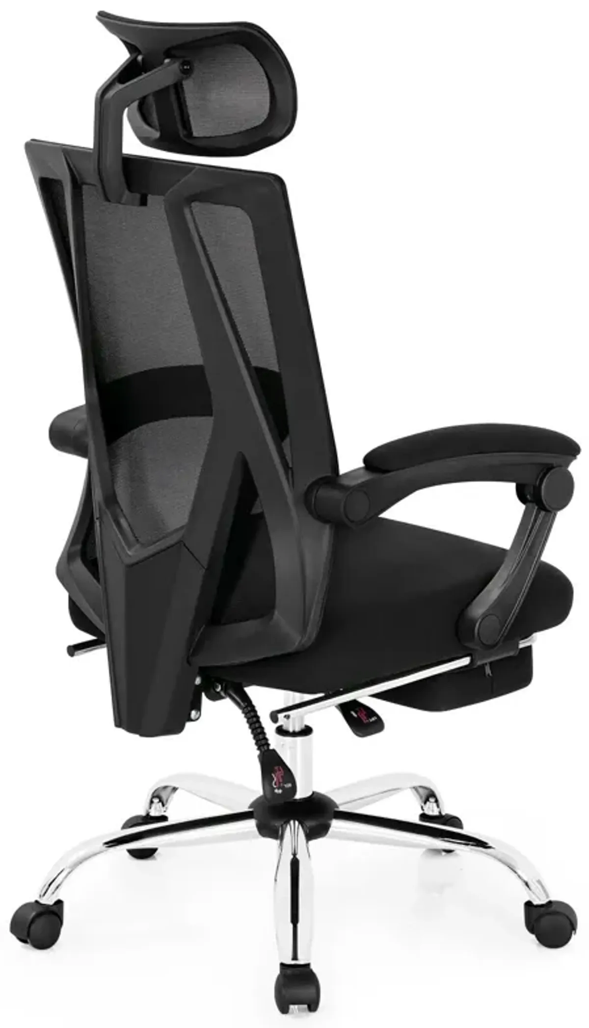 Ergonomic Recliner Mesh Office Chair with Adjustable Footrest-Black