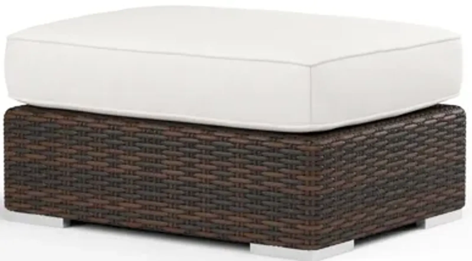 Montecito Ottoman in Canvas Flax w/ Self Welt