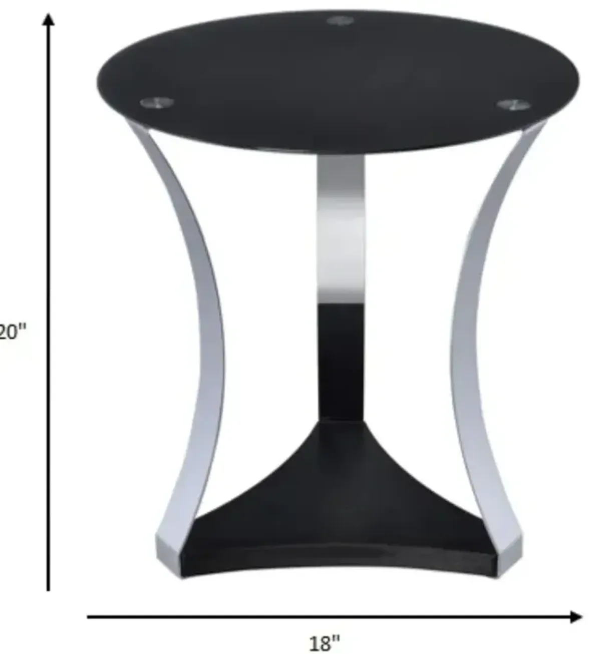 Hivvago 18" X 18" X 20" Black Glass  Chrome End Table