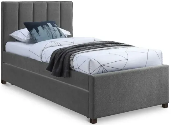 Meridian Furniture Harper Grey Linen Textured Fabric Twin Trundle Bed