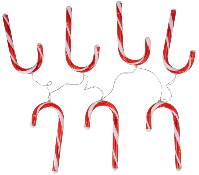 7ct Red and White Candy Cane Christmas Lights - 4.5ft Clear Wire