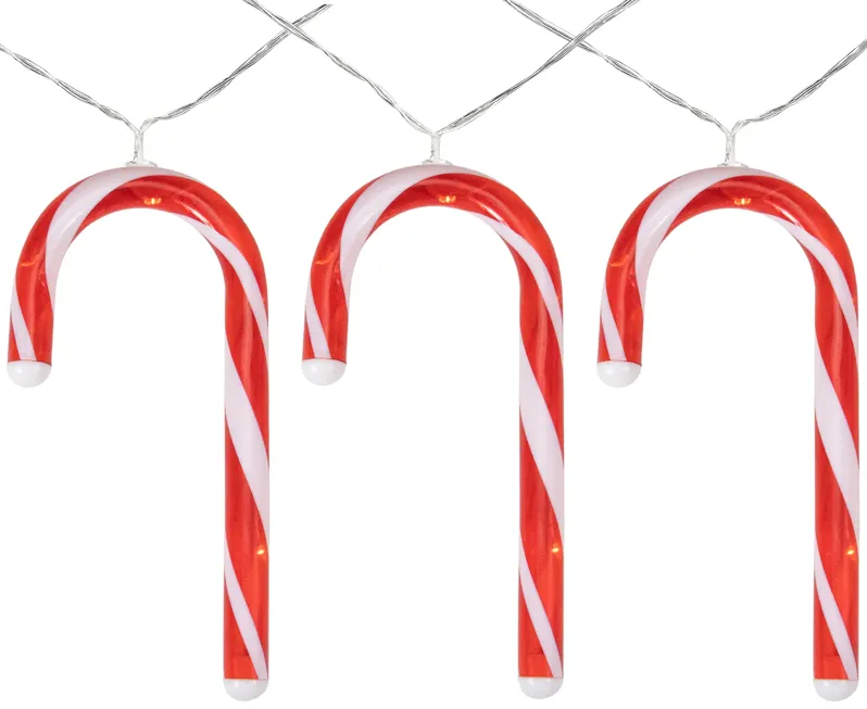 7ct Red and White Candy Cane Christmas Lights - 4.5ft Clear Wire