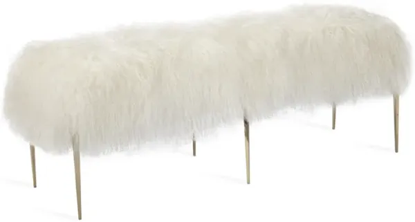 Stiletto Bench - Ivory Sheepskin