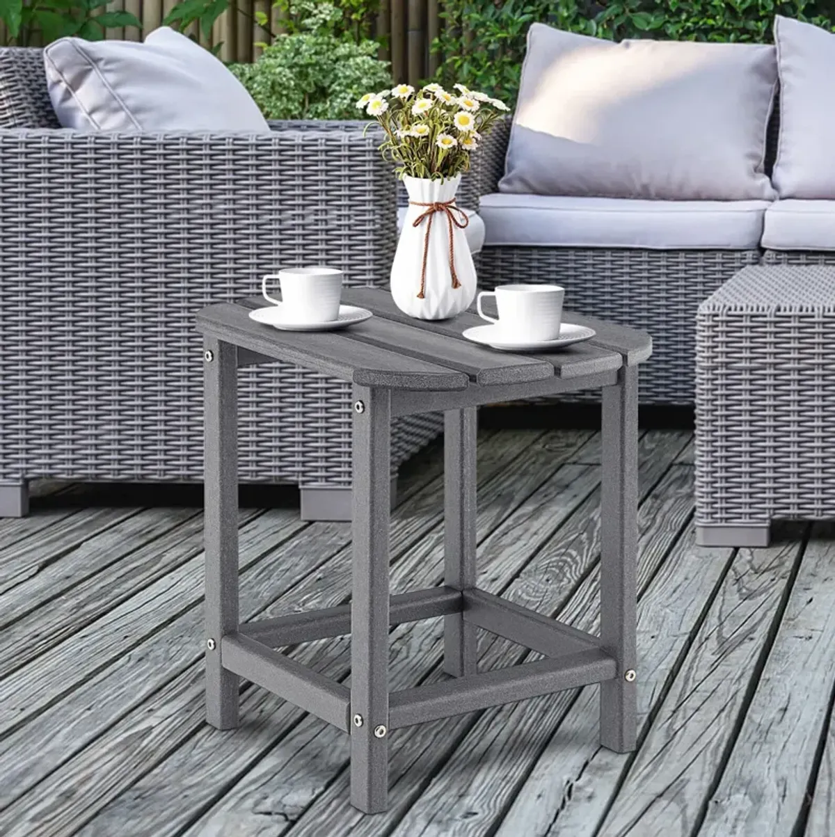 Weather Resistant Side Table for Garden Yard Patio Outdoor Use
