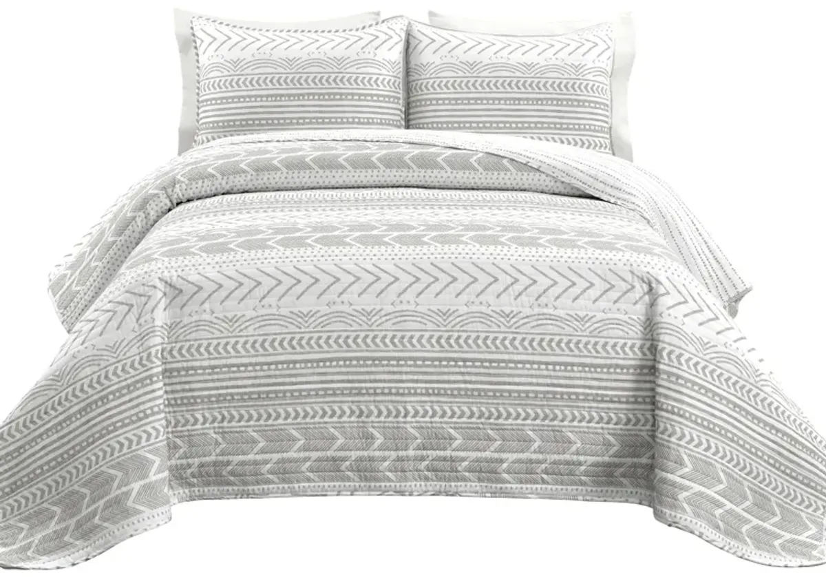 Hygge Geo Reversible Oversized Cotton Quilt 3Pc Set