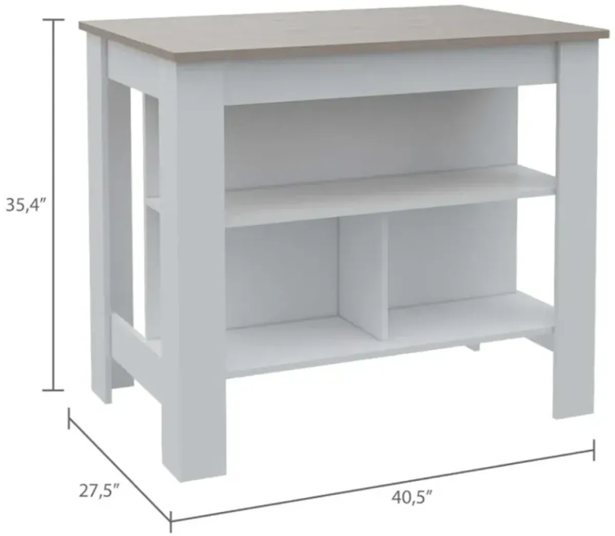 Newton 8-Shelf 1-Drawer 2-Piece Kitchen Set, Kitchen Island And Pantry Cabinet White And Light Gray