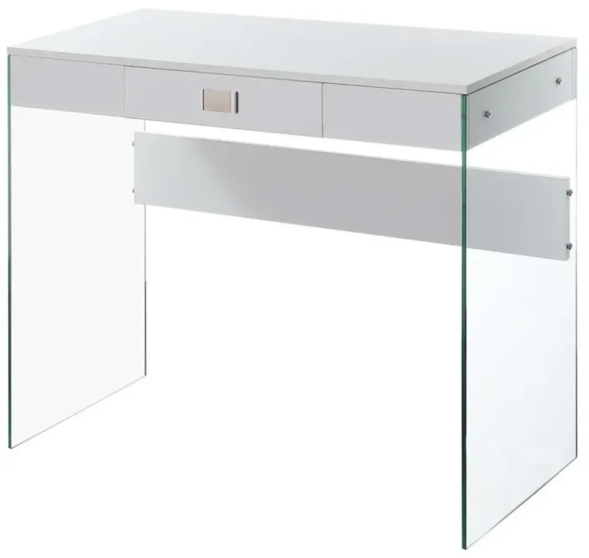 Convenience Concepts SoHo 1 Drawer Glass 36 inch Desk, White