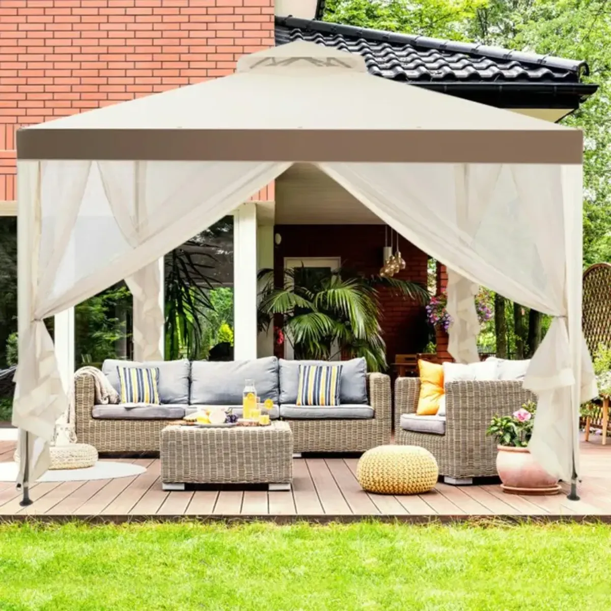 Hivvago Canopy and Garden Structures Gazebo with Netting for Outdoors