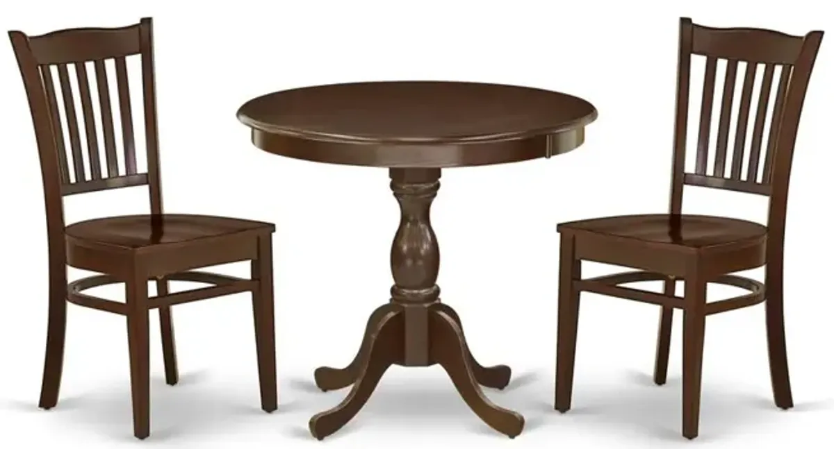 AMGR3-MAH-W 3 Piece Dining Room Table Set - 1 Dining Table and 2 Mahogany Dining Chairs - Mahogany Finish