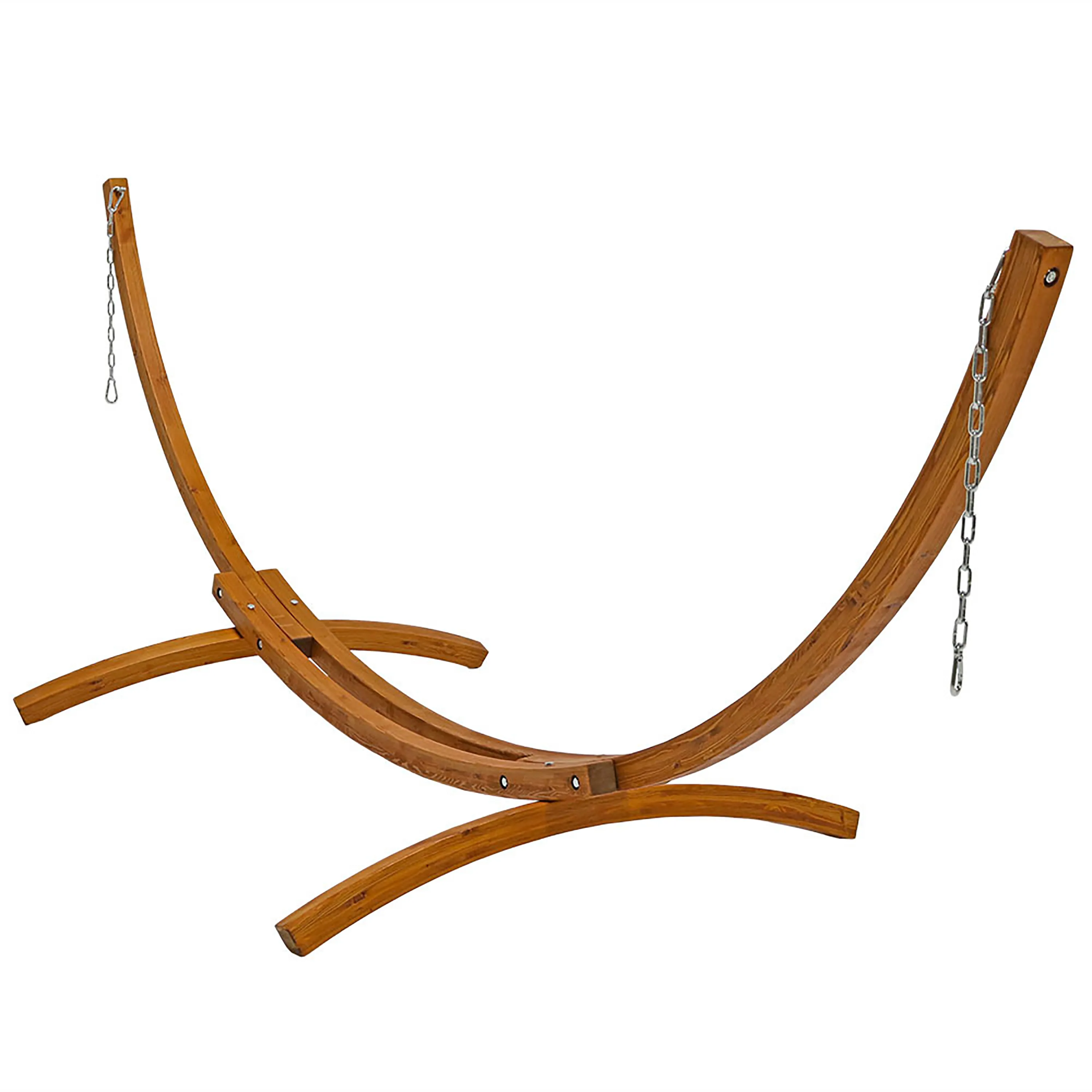 Sunnydaze Curved Wooden Arc Hammock Stand with Hooks and Chains