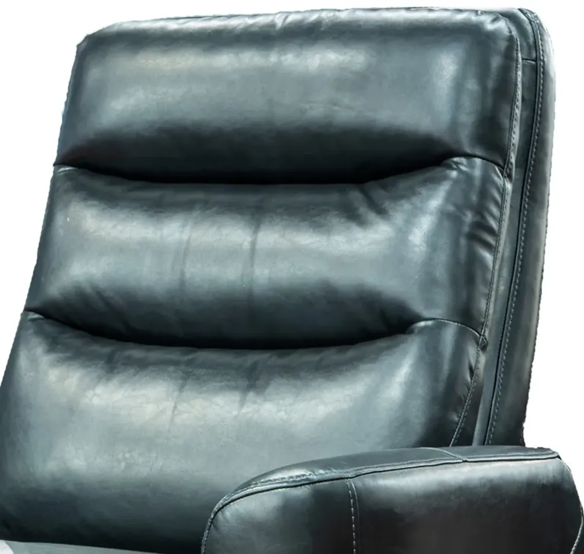 Aki 36 Inch Swivel Manual Recliner Chair, Luxury Plush Black Faux Leather - Benzara...