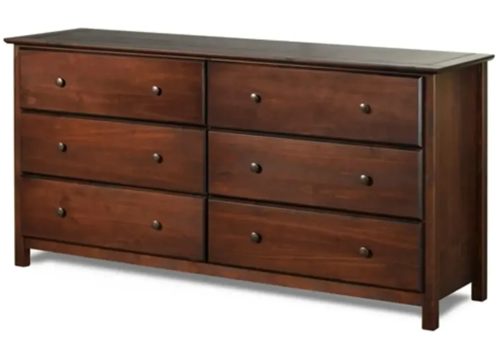 Farmhouse Solid Pine Wood 6 Drawer Dresser in Cherry Finish