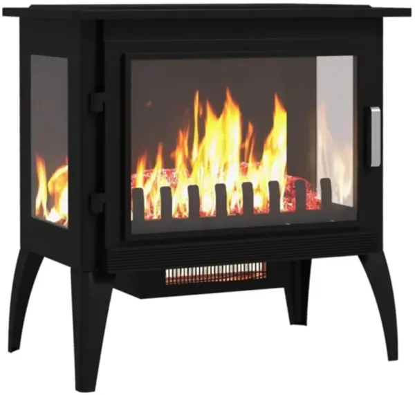 Freestanding Electric Fireplace with Adjustable Temperature, Realistic Flame Heater for Home
