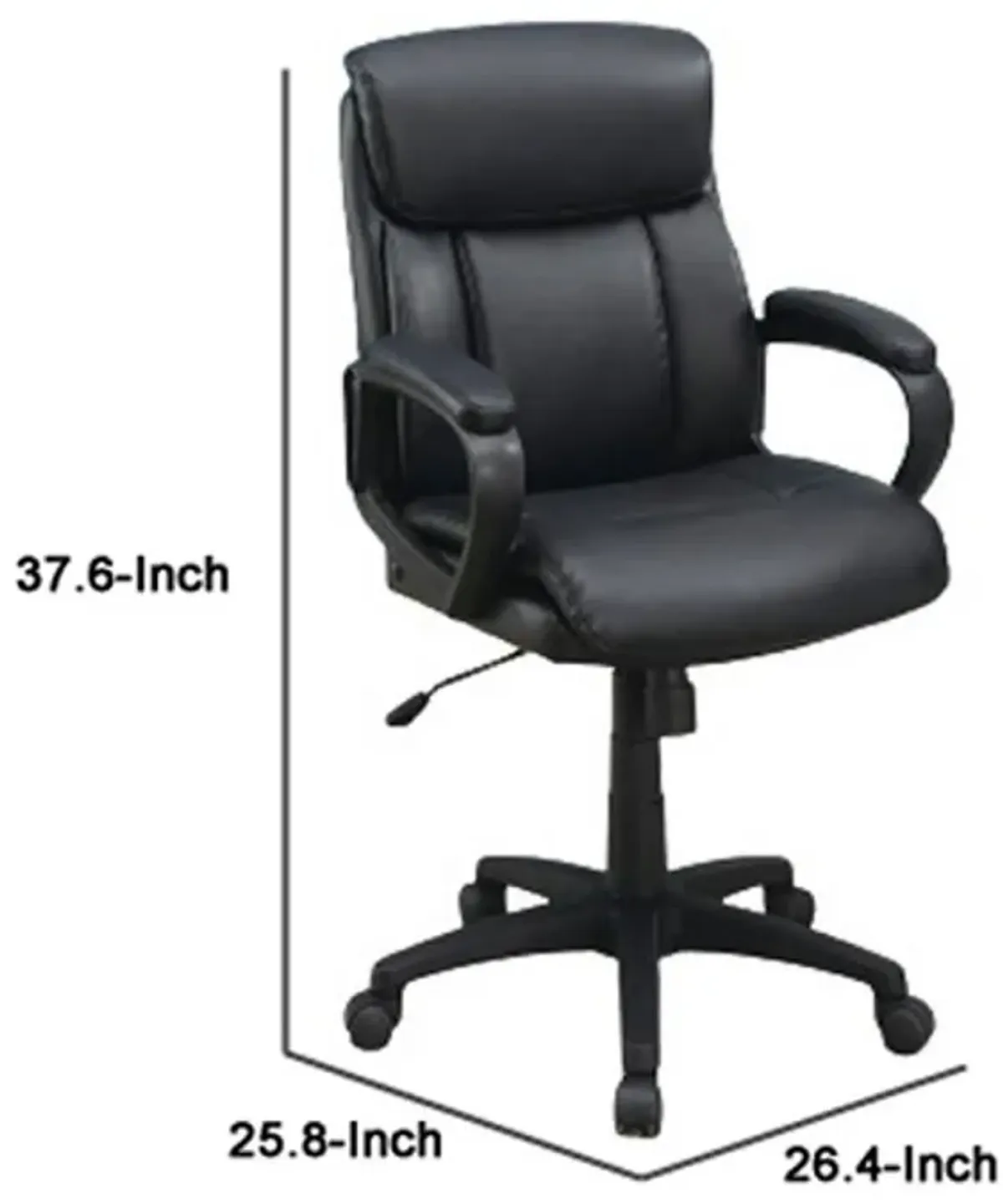 Office Chair with Top Padded Back and Casters, Black-Benzara