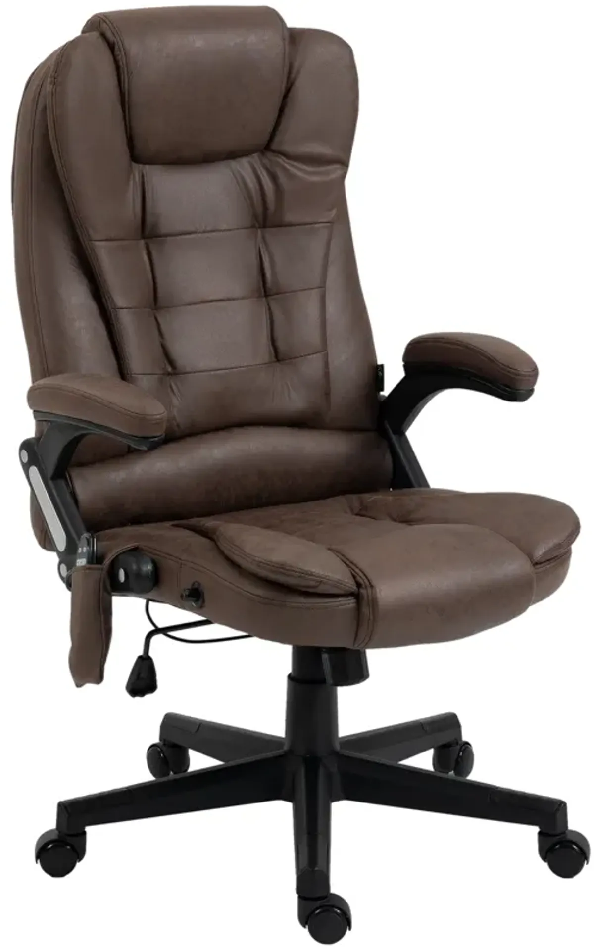 HOMCOM 6 Point Vibrating Massage Office Chair with Heat, Microfiber High Back Executive Office Chair with Reclining Backrest, Padded Armrests and Remote, Coffee