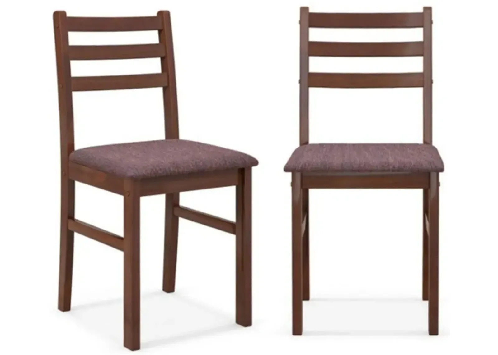 Hivvago Set of 2 Modern Mid Century Wood Dining Chairs with Linen Upholstered Seat