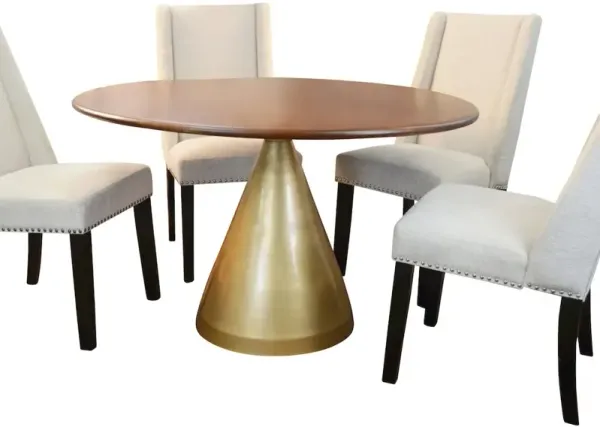 Carolina Living Gio 48 Pedestal Dining Table and 4 Laurant Upholstered Dining Chairs