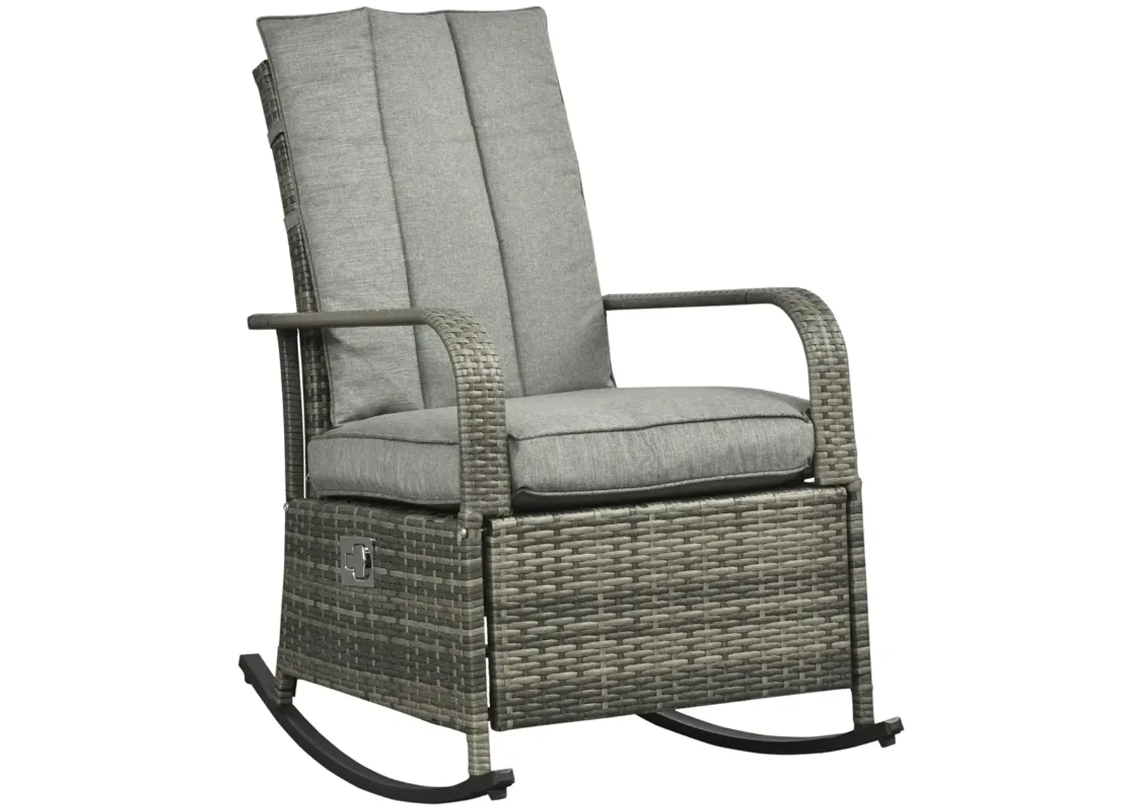 Gray Outdoor Relaxer: Rattan Rocking Chair Glider with Footrest