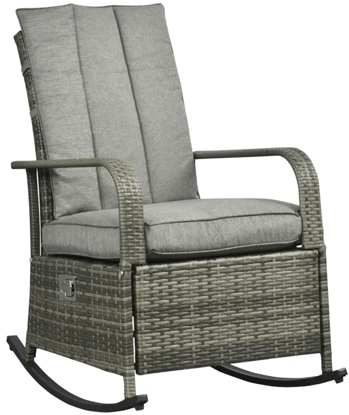 Gray Outdoor Relaxer: Rattan Rocking Chair Glider with Footrest