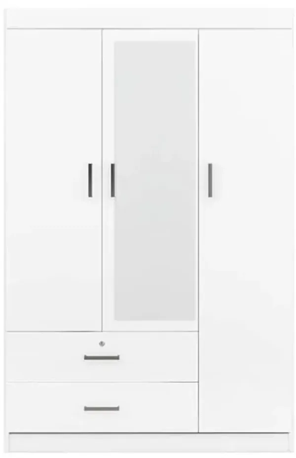 Modern 3-Door Mirrored Wardrobe with Shelving for Bedroom Storage