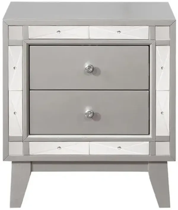 Leighton 2-drawer Nightstand Metallic Mercury