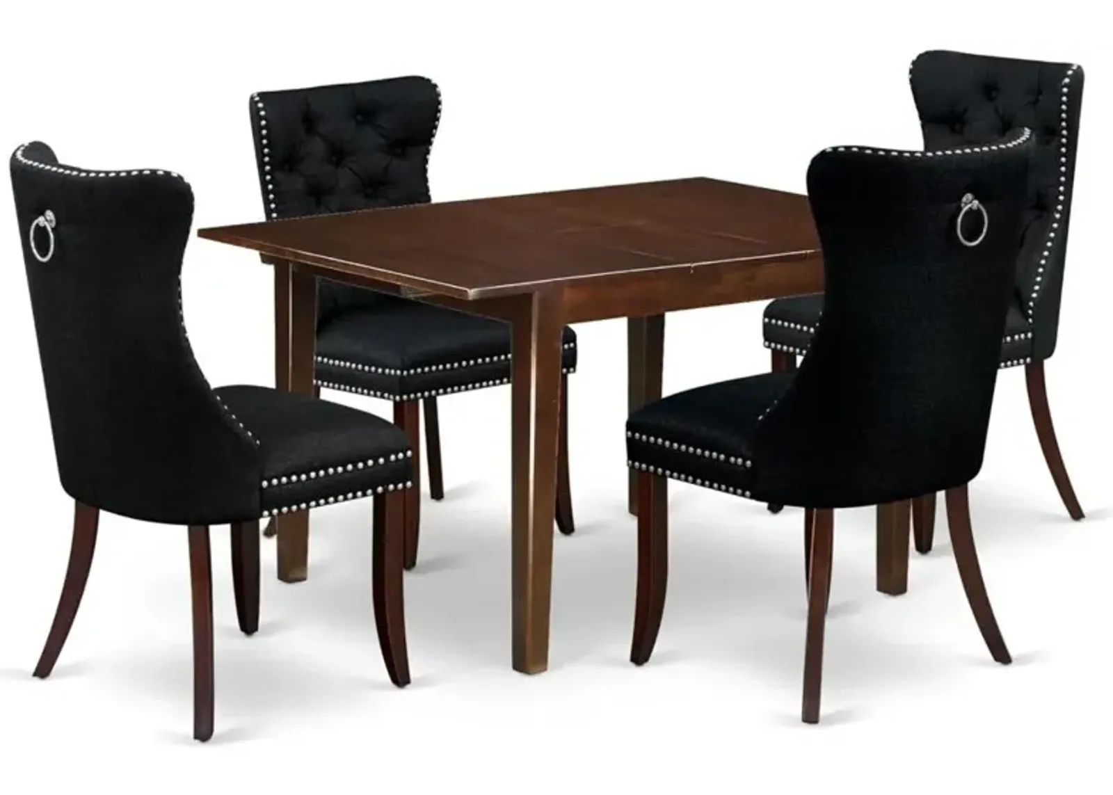 5 Piece Dinette Set Consists of a Rectangle Dining Table with Butterfly Leaf