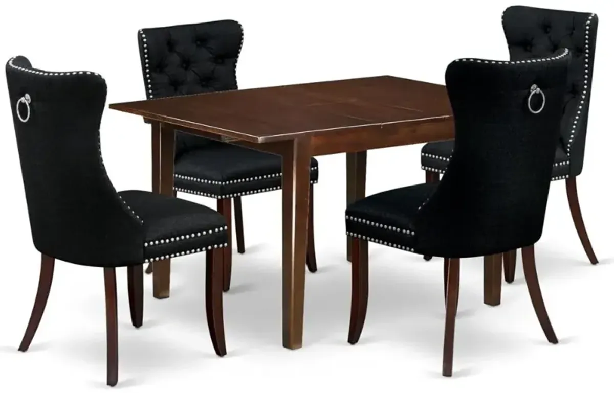 5 Piece Dinette Set Consists of a Rectangle Dining Table with Butterfly Leaf