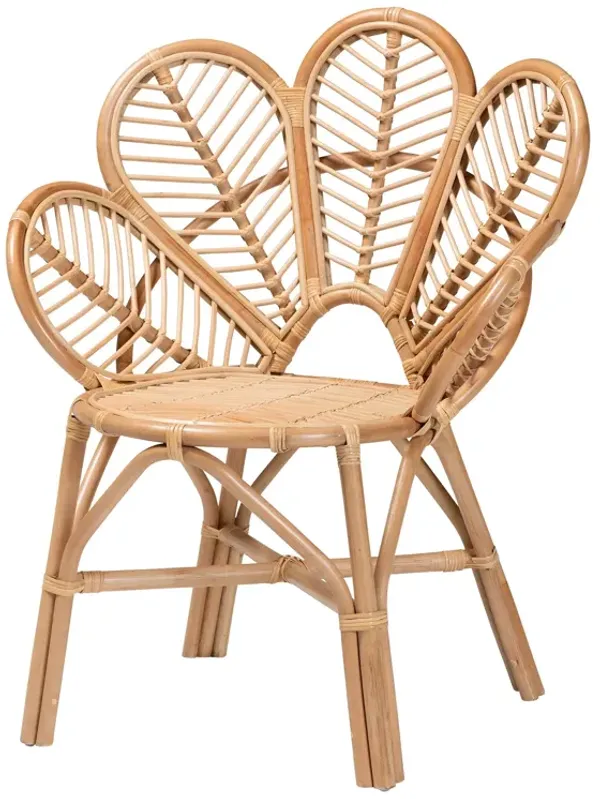 Baxton Studio Eliava Modern Bohemian Natural Rattan Flower Accent Chair