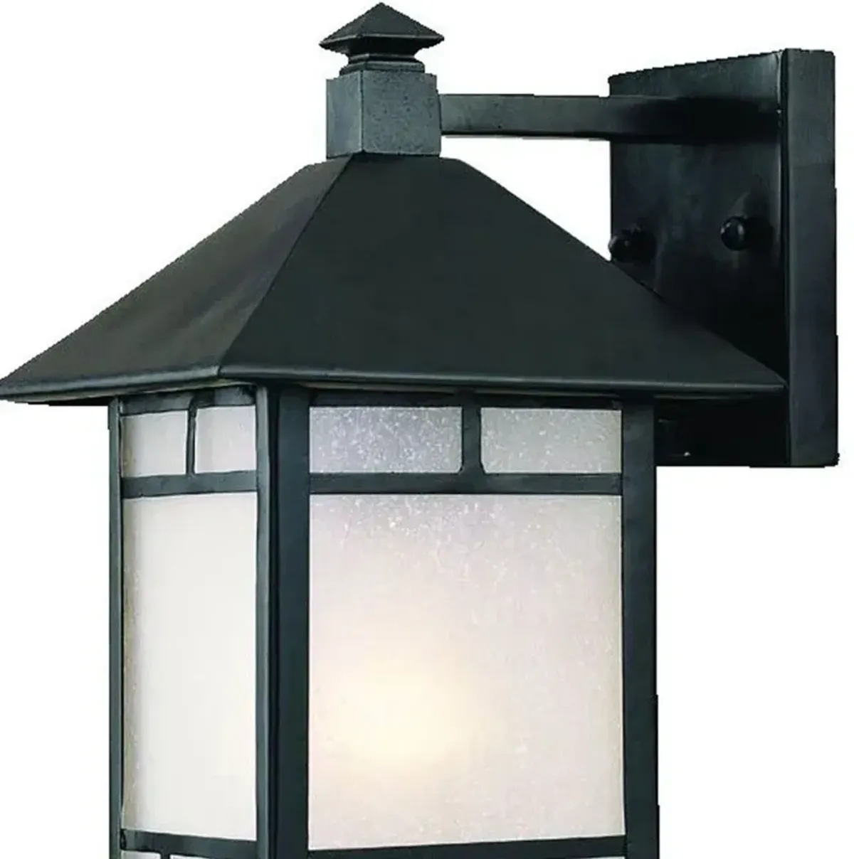 Hivvago Petite Matte Black Frosted Glass Lantern Wall Light