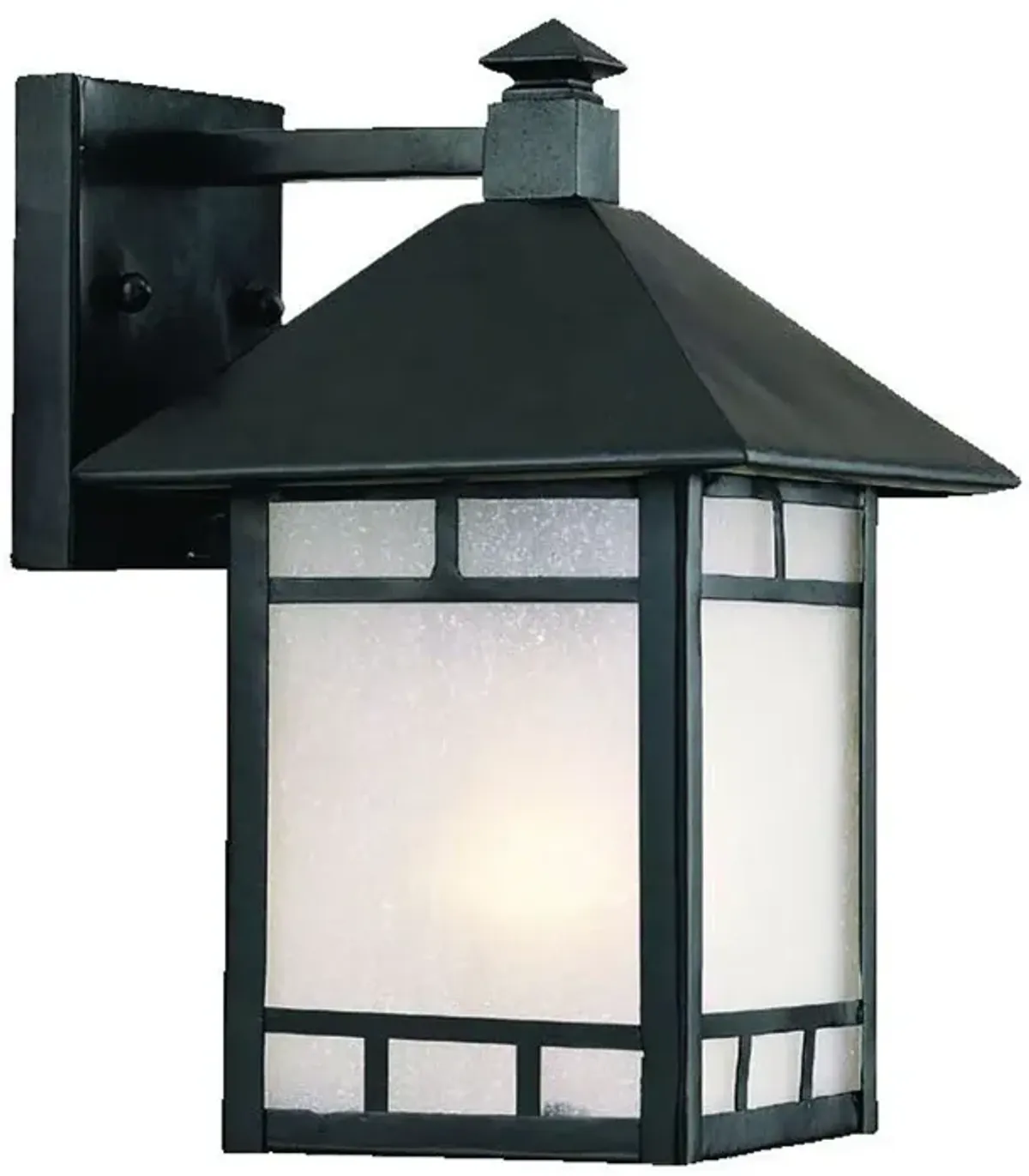 Hivvago Petite Matte Black Frosted Glass Lantern Wall Light