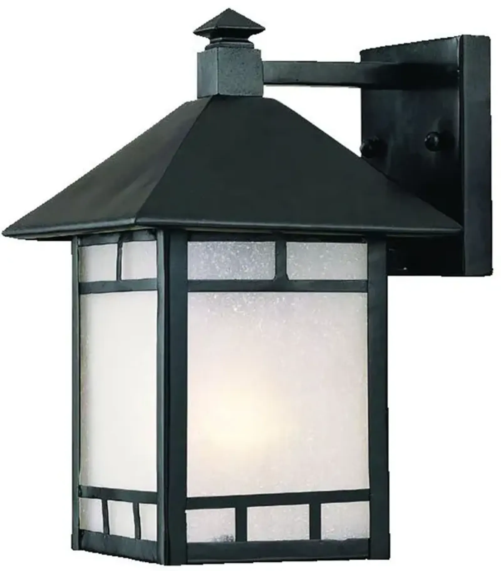 Hivvago Petite Matte Black Frosted Glass Lantern Wall Light