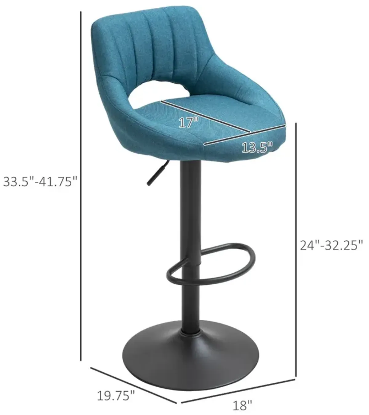 Blue Bar Seating: Swivel Stool Set with Adjustable Height