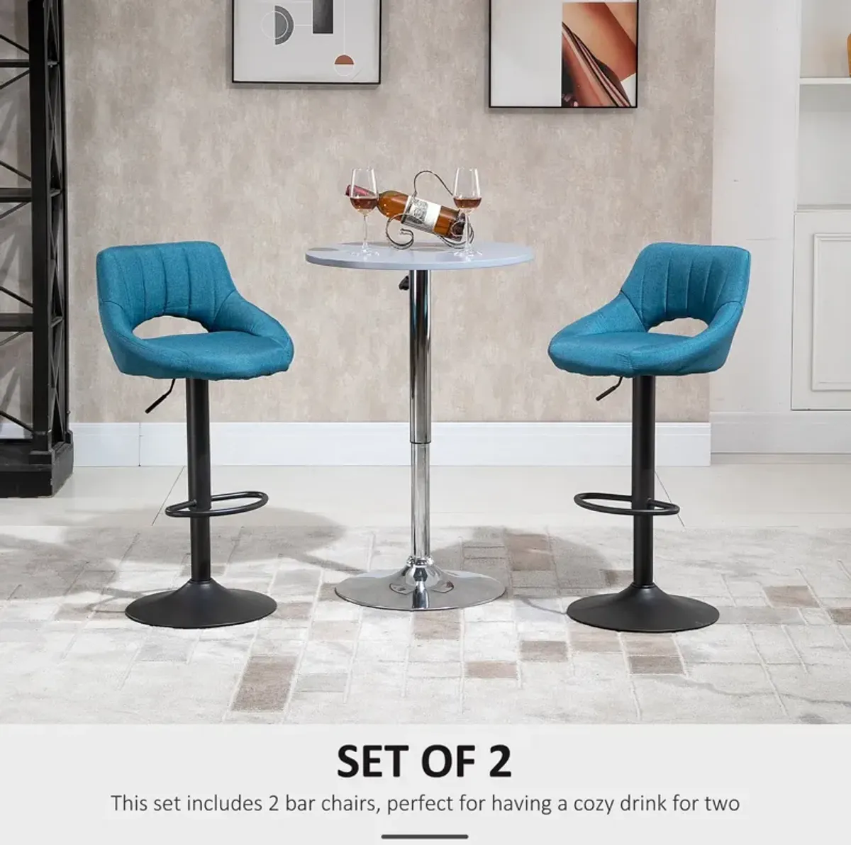 Blue Bar Seating: Swivel Stool Set with Adjustable Height