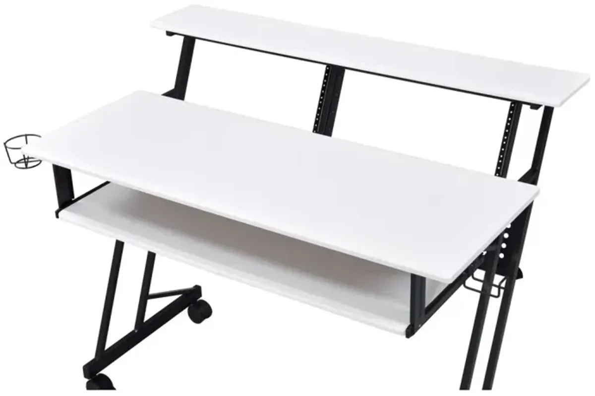 Suitor Computer Desk, White & Black 92902