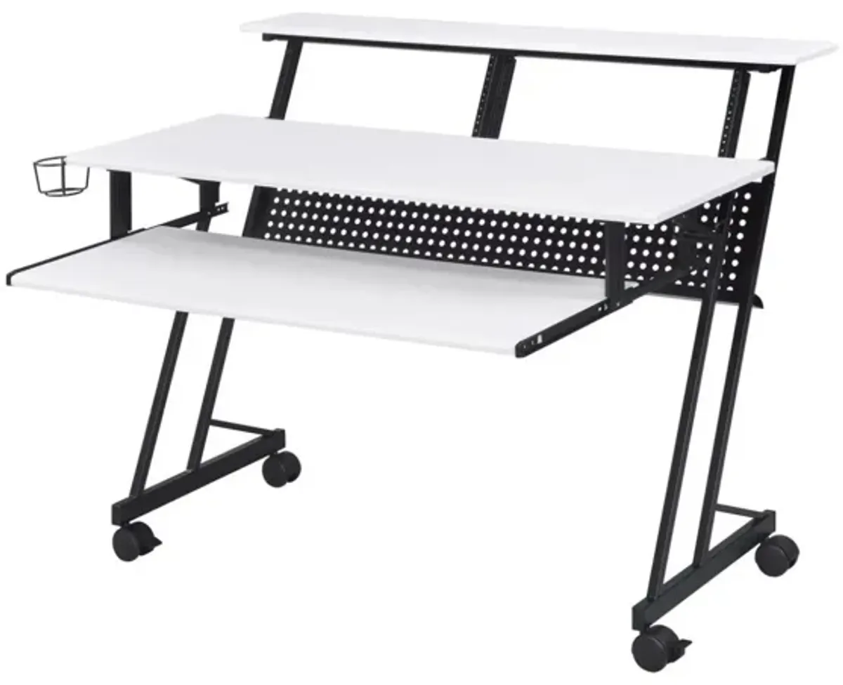 Suitor Computer Desk, White & Black 92902