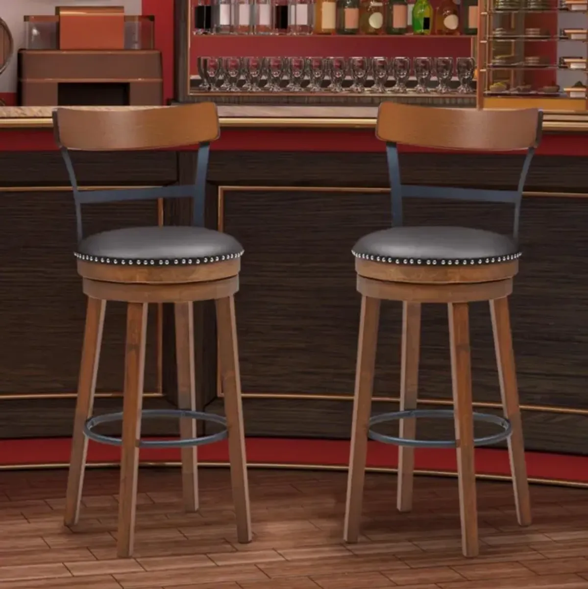 Hivvago Set of 2 Swivel Counter Height Bar Stools