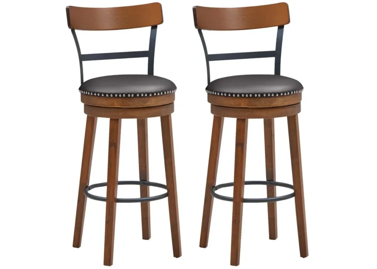 Hivvago Set of 2 Swivel Counter Height Bar Stools