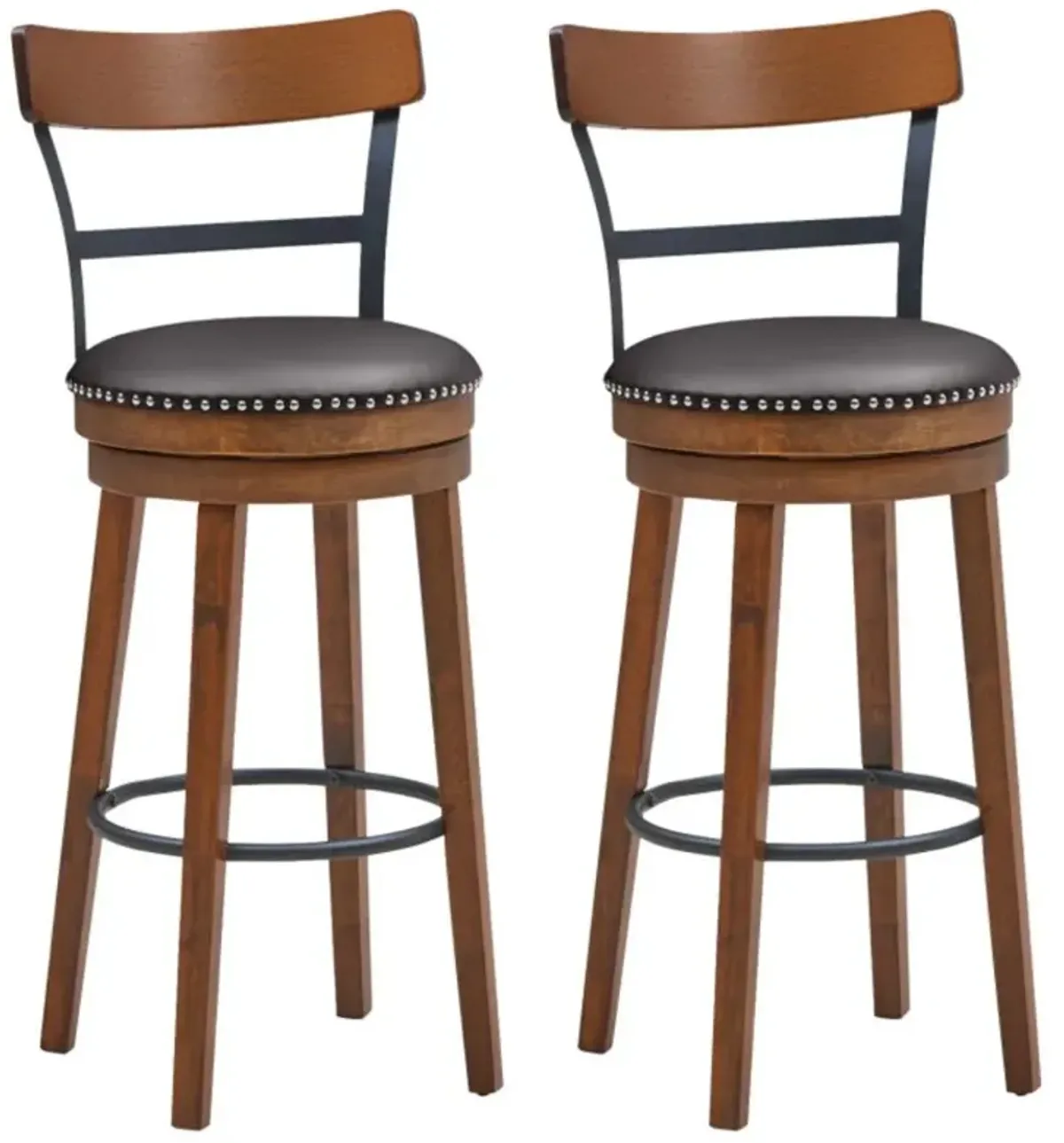 Hivvago Set of 2 Swivel Counter Height Bar Stools