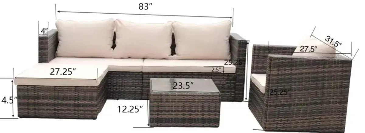 Rattan Patio Furniture Set Wicker Sofa Cushioned Sectional Furniture Set Garden Patio Sofa