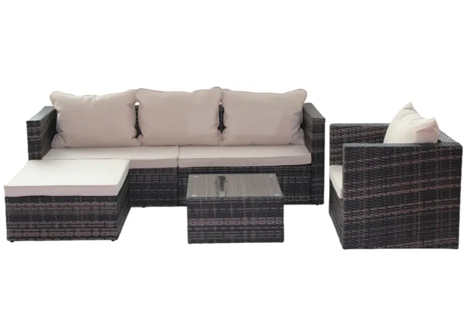 Rattan Patio Furniture Set Wicker Sofa Cushioned Sectional Furniture Set Garden Patio Sofa