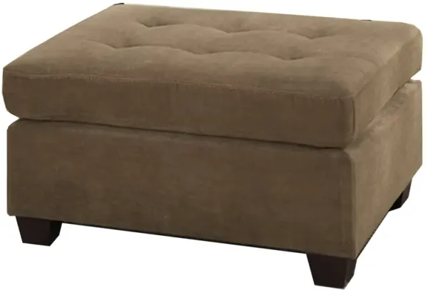 Cocktail Ottoman In Light Brown Waffle Suede Fabric-Benzara