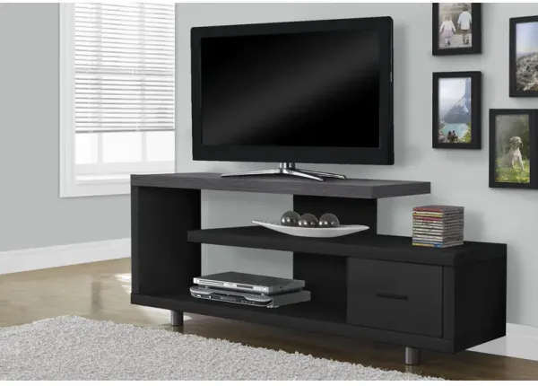 Monarch Specialties I 2575 Tv Stand, 60 Inch, Console, Media Entertainment Center, Storage Cabinet, Living Room, Bedroom, Laminate, Black, Grey, Contemporary, Modern