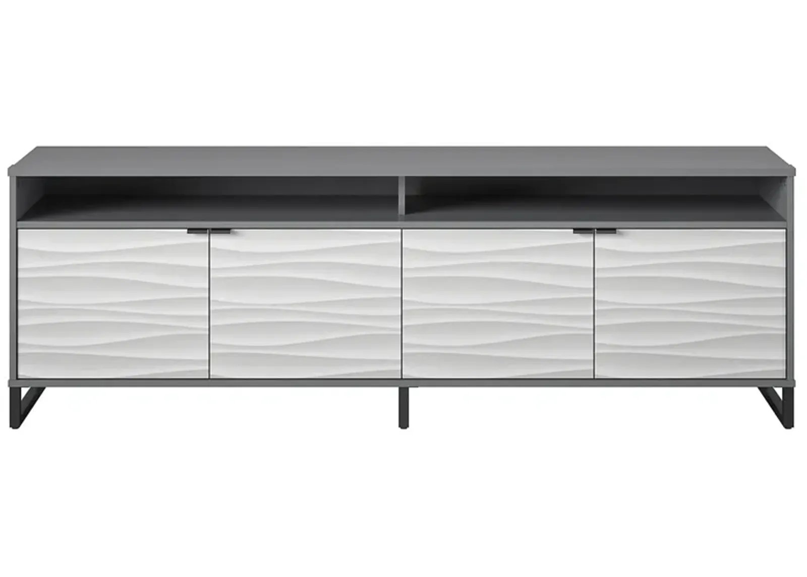 Monterey Media Console for TVs up to 85", Faux Wave with Graphite Gray