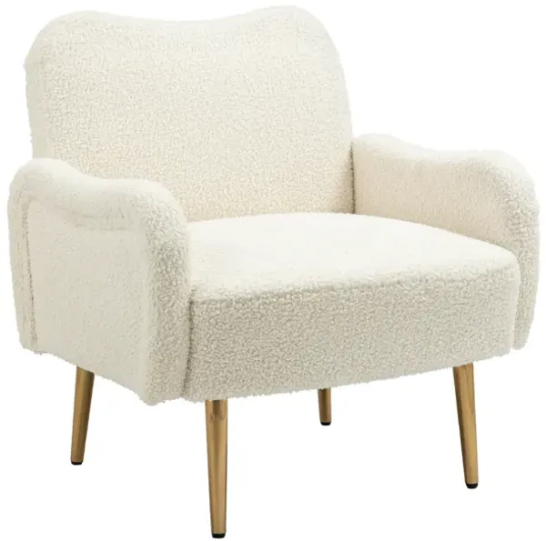 Velvet Chair, Accent Chair/ Living Room Leisure Chair With Metal Feet