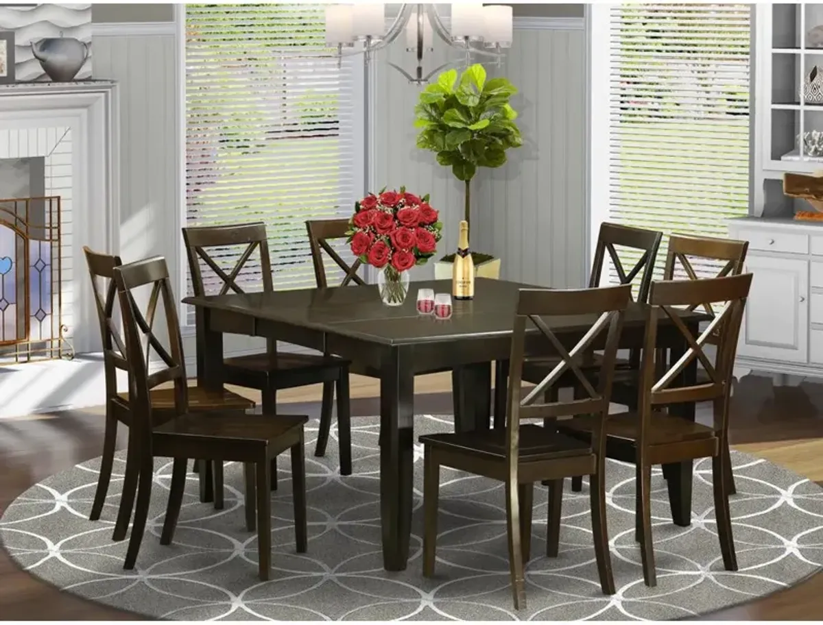 East West Furniture 9  Pc  Dining  room  set  Kitchen  Table  with  Leaf  and  8  Dinette  Chairs.